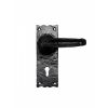 Traditional V Lever On Lock Backplate - Black Antique