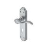 Heritage Brass Door Handle Lever Lock Verona Small Design Satin Chrome finish