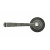 Pewter Avon Round Lever on Rose Set (Beehive Rose) - Unsprung