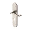 Heritage Brass Door Handle Lever Lock Savoy Long Design Satin Chrome finish