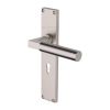 Heritage Brass Bauhaus Lever Lock Door Handle on 200mm Plate Satin Nickel finish