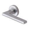 Heritage Brass Door Handle Lever Latch on Round Rose Trident Design Satin Chrome Finish