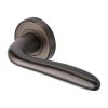 Heritage Brass Door Handle Lever Latch on Round Rose Columbus Design Matt Bronze finish