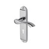 Heritage Brass Door Handle Lever Lock Algarve Design Polished Chrome finish