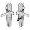 Heritage Brass Door Handle for Bathroom Waldorf Design Polished Chrome finish