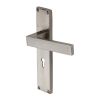 Heritage Brass Delta Hammered Lever Lock Door Handle on 200mm Plate Satin Nickel finish