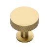 Heritage Brass Cabinet Knob Knurled Disc Design with Rose 32mm Satin Brass finish