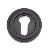 Matt Black Round Euro Escutcheon (Art Deco Rose)