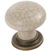 Porcelain Mushroom Pattern Knob 35mm - Florentine Bronze/Ivory Crackle Glaze