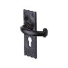 The Tudor Door Handle for Euro Profile Plate Colonial Design Black Iron