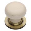 Cream Crackle Knob with Antique Brass base