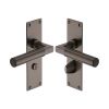 Heritage Brass Door Handle for Bathroom Bauhaus Design Matt Bronze finish