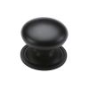 Heritage Brass Cabinet Knob Victorian Round Design with base 48mm Matt Black finish