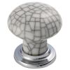 Porcelain Mushroom Pattern Knob 35mm - Polished Chrome/Midnight Blue Crackle Glaze