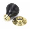 Ebony & Polished Brass Beehive Mortice/Rim Knob Set