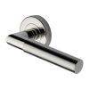 Heritage Brass Door Handle Lever Latch on Round Rose Bauhaus Mitre Reeded Design Polished Nickel finish