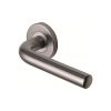 Steel Line Door Handle Lever Latch on Round Rose Tubular Design Satin Stainless Steel finish