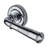 Heritage Brass Door Handle Lever on Rose Reeded Colonial Design Polished Chrome Finish