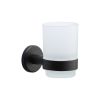 Oxford Toothbrush Holder. Wall Mounted with Frosted Glass Tumbler. Black finish