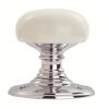 Delamain Porcelain Knob  - Dual Finish-Plain White/Polished Chrome