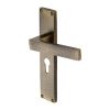 Heritage Brass Delta Hammered Euro Profile Door Handle on 200mm Plate Antique Brass finish