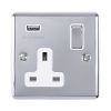 Eurolite Enhance Decorative 1 Gang USB Socket Polished Chrome