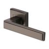 Heritage Brass Door Handle Lever Latch on Square Rose Linear SQ Design Matt Bronze finish