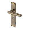 Heritage Brass Bauhaus Hammered Lever Lock Door Handle on 200mm Plate Antique Brass finish