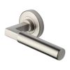 Heritage Brass Door Handle Lever on Rose Bauhaus Design Satin Nickel Finish