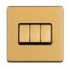 Eurolite Concealed 3mm 3 Gang 2Way switch Satin Brass