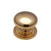 Heritage Brass Cabinet Knob Victorian Round Design with base 25mm Polished Brass finish