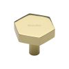 Heritage Brass Cabinet Knob Hexagon Design 32mm Polished Brass finish