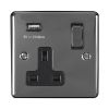 Eurolite Enhance Decorative 1 Gang USB Socket Black Nickel