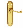 Georgian Lever On Shaped Latch Backplate - Polished Brass