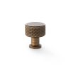 Alexander & Wilks -  Lucia Knurled Cupboard Knob - Antique Brass - 29mm