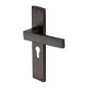 Heritage Brass Delta Hammered Euro Profile Door Handle on 200mm Plate Matt Bronze finish