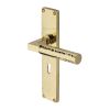 Heritage Brass Bauhaus Hammered Lever Lock Door Handle on 200mm Plate Polished Brass finish