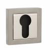 Senza Pari Euro Escutcheons on Square Rose - Satin Nickel/Polished Nickel