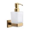 Chelsea Soap Dispenser. Wall Mounted with Frosted Glass and high quality STS pump. Satin Brass finish