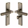 Heritage Brass Bauhaus Knurled Bathroom Set Door Handle on 200mm Plate Antique Brass finish