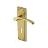 Heritage Brass Door Handle Lever Lock Hilton Design Mayfair finish