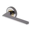 Heritage Brass Door Handle Lever Latch on Round Rose Pyramid Design Chrome & Brass Finish