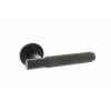 Millhouse Brass Crompton Knurled Lever Door Handle on 5mm Slimline Round Rose - Matt Black