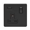 Eurolite Concealed 3mm 1 Gang USB Socket Matt Black