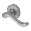 Heritage Brass Door Handle Lever Latch on 53mm Round Rose Bedford Design Satin Chrome Finish