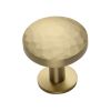 Heritage Brass Cabinet Knob Round Hammered Design with Rose 32mm Satin Brass finish