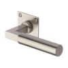 Heritage Brass Door Handle Lever Latch on Square Rose Bauhaus Design Satin Nickel finish