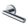 Heritage Brass Door Handle Lever on Rose Bauhaus Mitre Design Polished Chrome&nbsp;Finish