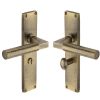 Heritage Brass Bauhaus Hammered Bathroom Set Door Handle on 200mm Plate Antique Brass finish