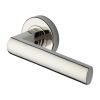 Heritage Brass Door Handle Lever Latch on Round Rose Poseidon Design Polished Nickel finish